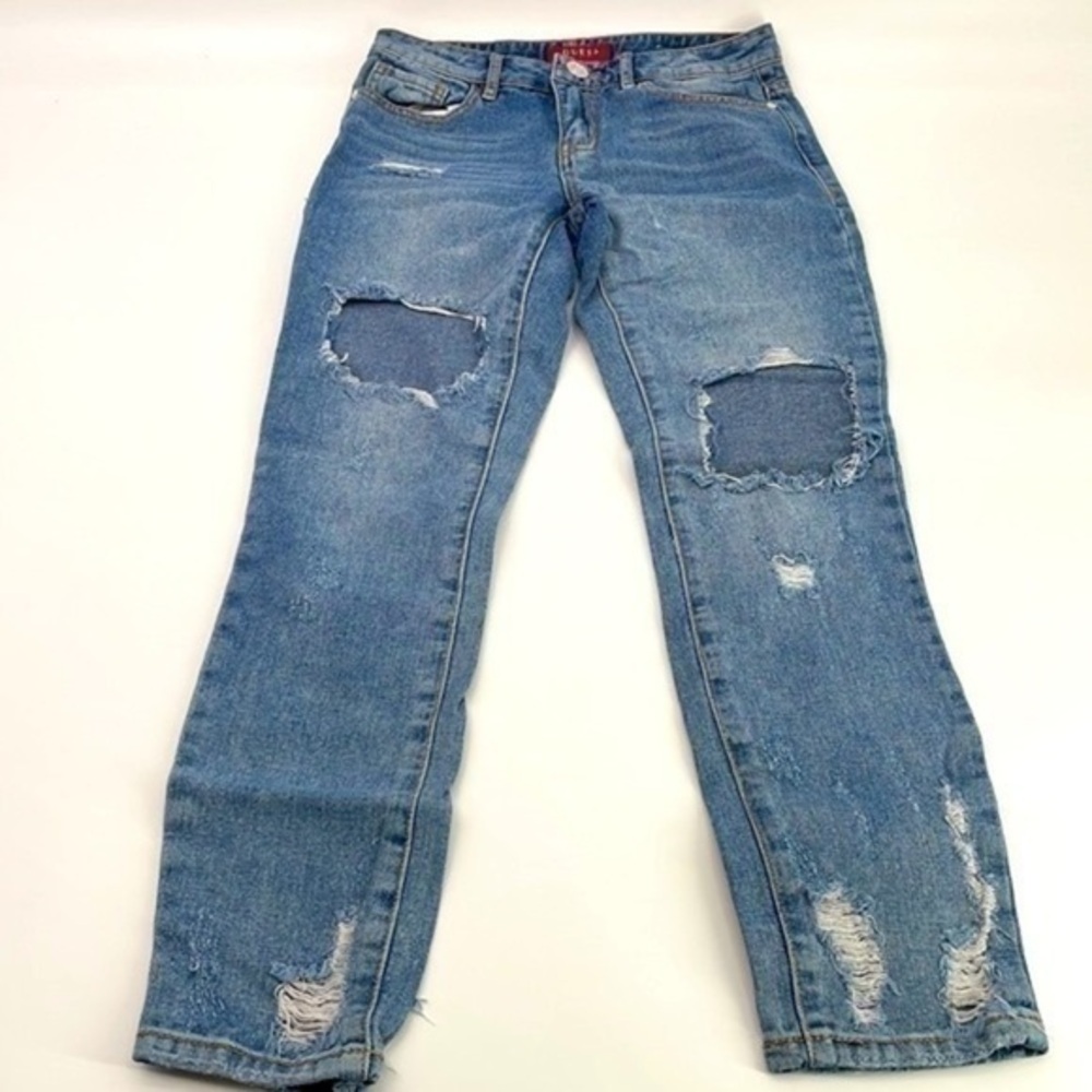 UEC Guess relaxed fit Midrise cropped distressed jeans size 24